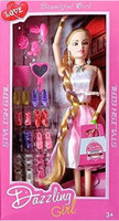K A Enterprises Stylish Long Hair Doll Set with Movable Joints for Kids(Pack of 1)(Multicolor)