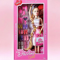 K A Enterprises Stylish Long Hair Doll Set with Movable Joints for Kids(Pack of 1)(Multicolor)