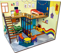 Webby DIY Tin Town Wooden Doll House for Girls and Boys(Multicolor)