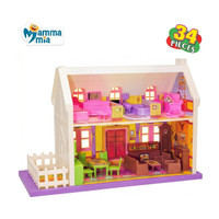 Mamma Mia Toys Mamma Mia 34 Pcs DIY Doll House(Multicolor)