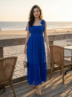 AAYU Women Layered Blue Maxi/Full Length Dress