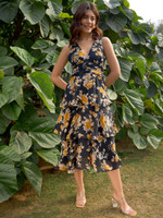 RARE Women Fit and Flare Black Midi/Calf Length Dress