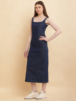 Puella Women A-line Dark Blue Midi/Calf Length Dress