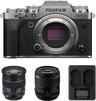 FUJIFILM Mirrorless X-T4 Mirrorless Camera Body with XF16-80mm and XF33mm F1.4 R LM WR lens and BC-W235 Dual BatteryCharger(Silver)