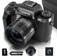 TOTAL Saneen Digital Camera for Photography, 4K 64MP WiFi Touch Screen DSLR Camera Body with 18-140 mm Lens(Black)