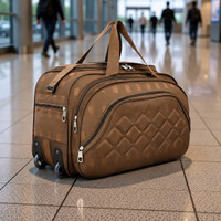 Travel Bags Travel Luggage Bags Fabric Travelling Wheels Bag Small Travel Bag  - Medium(Brown)