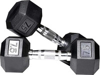 FITRXX HEXA DUMBBELL |STEEL IRON RUBBER COATED DUMBBELL| FULL BODY WORKOUT (Set of 2) Fixed Weight Dumbbell(7.5 kg)