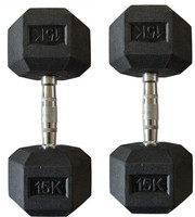 FITRXX Professional HEX Shape Premium Quality Rubber Fixed Weight Dumbbell(15kg*2=30kg) Fixed Weight Dumbbell(30 kg)