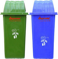 Rgtas 100 Litre Plastic Dustbin(Green, Blue, Pack of 2)