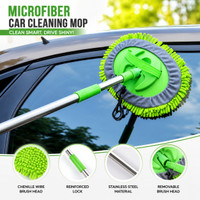 JHWOQU Microfiber Car Duster with Extendable Handle Car Cleaning Brush for Dust Removal Wet and Dry Duster