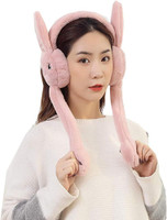 RICHMEN Pink Funny Moving Ears Air Pump Earmuff for Girls/Women Winter Cute Furr Design Ear Muff(Pack of 1)