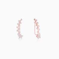 GIVA 925 Silver Rose Gold Floral Branch Ear Cuffs for Women Zircon Silver Stud Earring
