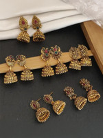 Flaring Pack of 6 gold plated for women and girls Alloy Jhumki Earring