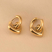 PALMONAS Gold Heart Hoop Earrings Stainless Steel Hoop Earring