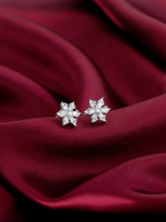GIVA 925 Flowery Snowflake Studs|Lifetime Plating|6 Month Warranty Zircon Sterling Silver Stud Earring