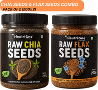 NeutriOne Raw Chia and Flax Seeds Combo with Protein and Fiber for Weightloss Management Chia Seeds, Brown Flax Seeds(2 x 200 g)