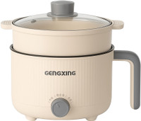 NowExp Newexp 1.5 Electric Cooker / Multi-Functional Hot Pot with Steamer Air Fryer, Egg Boiler, Deep Fryer, Food Steamer, Rice Cooker, Travel Cooker, Egg Roll Maker(1.5 L, Cream, greay)