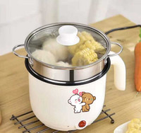 CREATION BAZAAR Multiifunction Mini Non-Stick Cooker with Glass Lid Base Concealed Cooking Pot Rice Cooker, Travel Cooker, Egg Boiler, Egg Cooker(1.5 L, Multicolor)