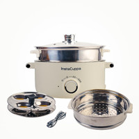 InstaCuppa 3-in-1 Multi Cook Kettle with Steamer | Adjustable Temperature Settings Multi Cooker Electric Kettle(3 L, Steel - 3L)