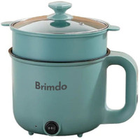 Brimdo 3-In-1 Multi Cooker 600W Non Stick Cooking Pot Steamer Noodles Pasta Momos Rice Cooker, Travel Cooker, Egg Cooker, Air Fryer, Deep Fryer, Food Steamer, Egg Boiler(1.8 L, Multicolor)