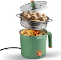 AGARO Regency Multi Cook Kettle With Steamer, 1.2L Inner Pot, Double Layered Body, Multi Cooker Electric Kettle(1.2 L, Sea Green)
