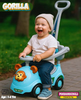 Pandaoriginals Gorilla Rider, Backrest, Safety Railing, Musical, Age 1-3 yrs (25KG Capacity) Car Non Battery Operated Ride On(Blue)