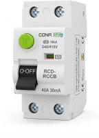 CONA Residual Current Circuit Breaker, 240/415V 10kA, DIN Rail Mount smyle RCD-RCCB 2-Pole 40A 30mA, MCB(2)