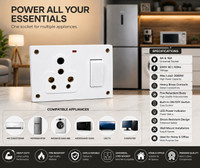 PRELECTRICALS SSC1 Pranay Combined Box With 16 AMP and 6 AMP Socket and Switch With Indicator Power Plug(White)