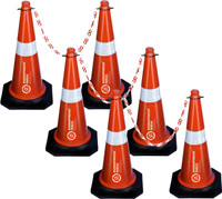 Signxpress Road Traffic Safety Cones +3 Meter Chain with 6 hooks safety sign pack of 6 pcs Emergency Sign(Reflective Sign)
