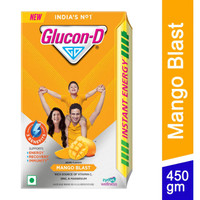 GLUCON-D Mango Blast with 3 Benefits of Energy, Recovery, and Immunity, Refill Sports Drink(450 g, Mango Blast Flavored)