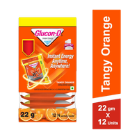 GLUCON-D Tangy Orange with 3 Benefits of Energy, Recovery, and Immunity, Sachet Sports Drink(12x22 g, Tangy Orange Flavored)