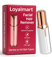 Loyalmart Rechargeable Painless Facial Hair Remover for Women with Light and USB, Eyebrow Trimmer, Upper Lip Shaver, Chin, Cheek, Nose and Face Hair Removal Tool, Facial Hair Remover Trimmer, Electric Razor, Hair Removal Machine for Women, Epilator Cordless Epilator(White)