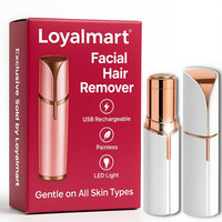 Loyalmart Rechargeable Painless Facial Hair Remover Epilator for Women with Light and USB, Eyebrow Trimmer, Upper Lip Shaver, Cheek, Chin, Nose and Face Hair Removal Tool, Facial Hair Remover Trimmer, Electric Razor, Epilator, Hair Removal Machine for Women Cordless Epilator(White)
