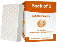 NATKR Magic Eraser Sponge Pack of 5 | Multi-Purpose Melamine Cleaning Non-Toxic Eraser(Set of 5, White)