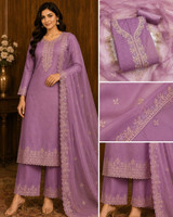 HIRUSHAFASHION Net/Lace Embroidered Salwar Suit Material