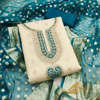 Divastri Silk Blend Embroidered Salwar Suit Material