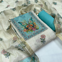 dastoori Linen Embroidered Salwar Suit Material