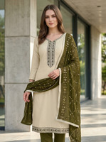 SANGANEE FASHION Cotton Blend Embroidered Kurta & Churidar Material