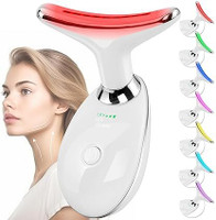 NTZ 7 Color Led Face Neck Massager Red-Light-Therapy-for-Face and Neck, Face and Neck Beauty Device, Multifunctional Facial Skin Care Tool at Home Massager(White)