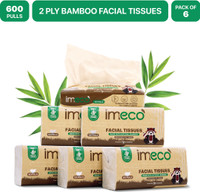 IMECO Bamboo Facial Tissues Papers 100 Pulls | 2 Ply | Ultra-Soft & Biodegradable(600 Tissues)