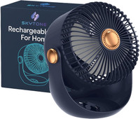 SKYTONE Rechargeable Desk Fan, Portable USB-Powered Table Fan 3 Blade Cooling Mini Fan for Indoor, Outdoor USB Fan USB Fan(Blue)