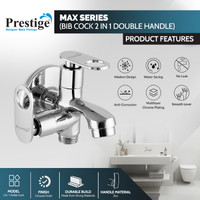 Prestige Brass Max Bib Cock 2Way Silver Steel Brass Max Bib Cock 2Way Silver Bib Tap Faucet(Wall Mount Installation Type)