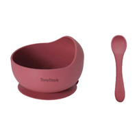 TONY STARK Silicone Baby Feeding Bowl & Spoon Set,Suction Baby Bowl &Soft Spoon for Toddler  - Silicone(Wine Red)