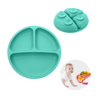 TONY STARK Silicone Suction Plate, 4 Strong Suction Cups for Baby,Kids,Toddler for Feeding  - Silicone(Cyan)