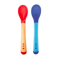 naughty kidz Combo of 2 Feed with Ease Heat Sensitive Baby Feeding Spoon, BPA Free, 3 Months+  - Silicone(Blue and Red)