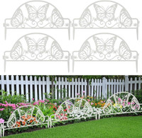 ELEPHANTBOAT Garden Fence Butterfly Design Panels PVC Outdoor Decor 0.3 m Fence Picket(White)
