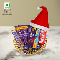 Chocoloony Marry Christmas Chocolate Basket Gift with Santa Cap for Kids Paper Gift Box(Red)