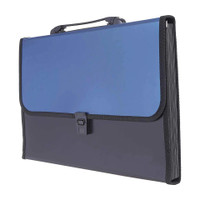 NIVIZEN Plastic 13 Pockets Expanding File Folder for Documents, Certificates, Letter A4 Size Organizer with Carry Handle(Set Of 1, Blue, Black)