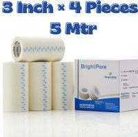 BRIGHTPORE MICROPOROUS SURGICAL PAPERTAPE 3 inch × 5 mtr First Aid Tape(Pack of 4)