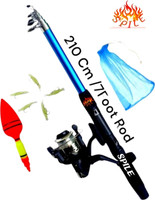 SPILE telescopic fishing stick combo 7ft all meterial Fiber fishing set Blue Fishing Rod(210 cm, 0.18 kg, Blue)